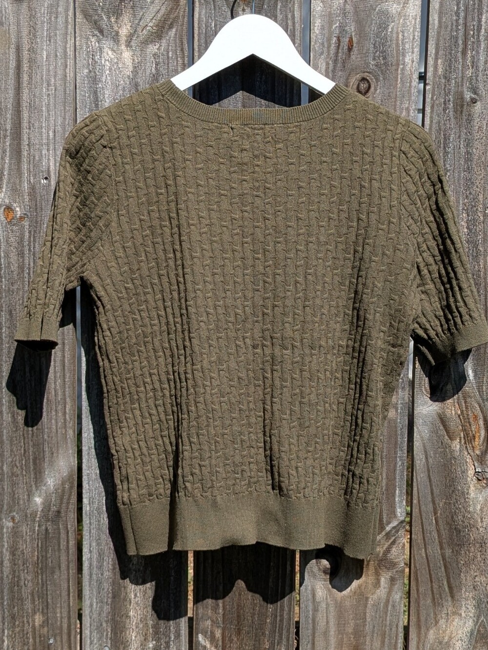 Liz Claiborne SS Crew Neck Green Sweater Sz Medium Cotton/Acrylic Blend - Picture 3 of 10
